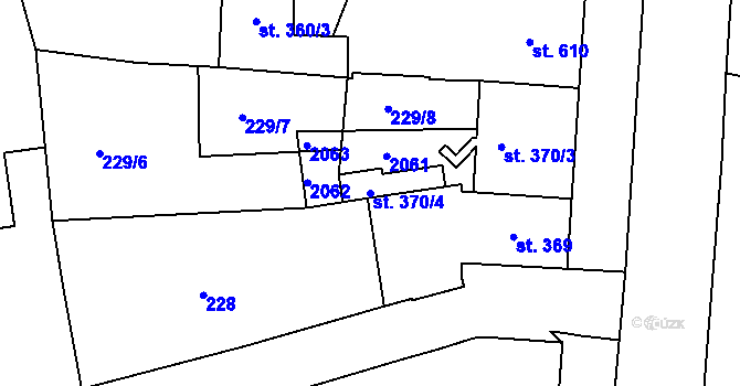 Parcela st. 370/4 v KÚ Jičín, Katastrální mapa