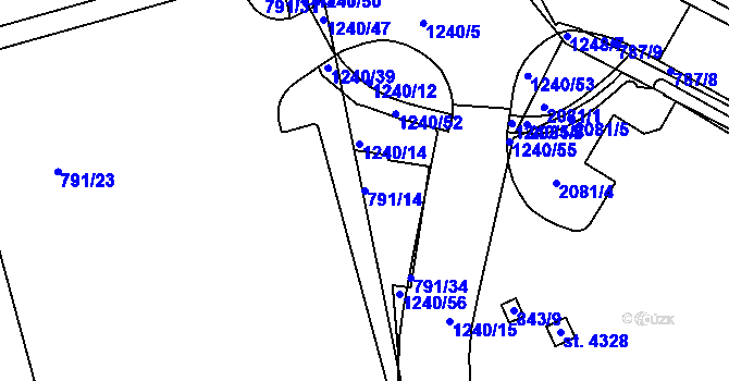 Parcela st. 791/14 v KÚ Jičín, Katastrální mapa