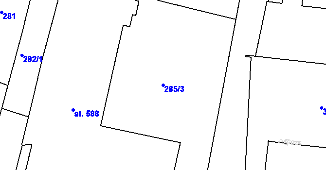 Parcela st. 285/3 v KÚ Jičín, Katastrální mapa