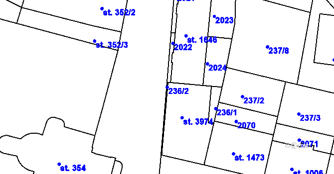 Parcela st. 236/2 v KÚ Jičín, Katastrální mapa