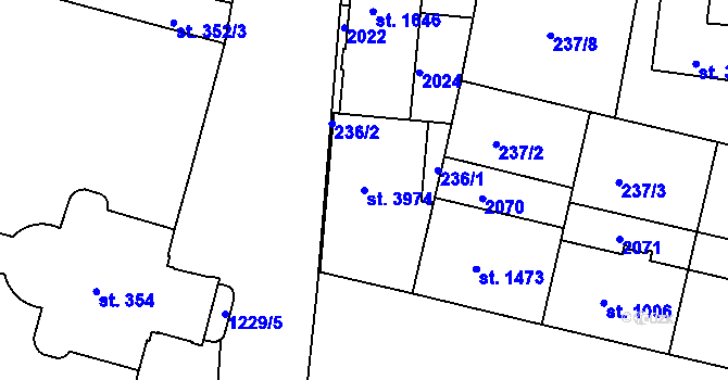 Parcela st. 3974 v KÚ Jičín, Katastrální mapa