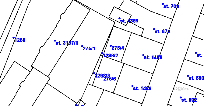 Parcela st. 1298/2 v KÚ Jičín, Katastrální mapa