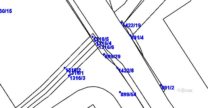 Parcela st. 899/29 v KÚ Jičín, Katastrální mapa