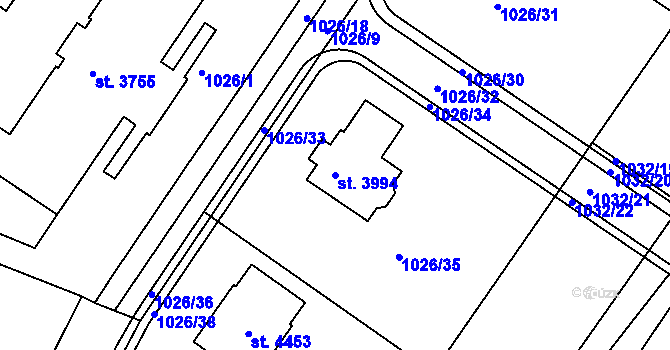 Parcela st. 3994 v KÚ Jičín, Katastrální mapa