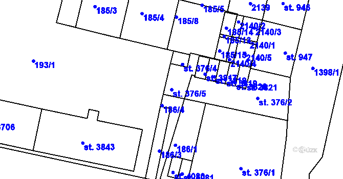 Parcela st. 376/5 v KÚ Jičín, Katastrální mapa
