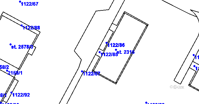Parcela st. 1122/85 v KÚ Jičín, Katastrální mapa