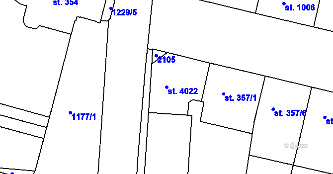 Parcela st. 4022 v KÚ Jičín, Katastrální mapa
