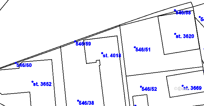 Parcela st. 4018 v KÚ Jičín, Katastrální mapa