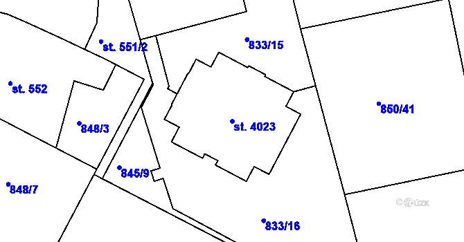 Parcela st. 4023 v KÚ Jičín, Katastrální mapa