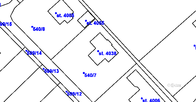Parcela st. 4038 v KÚ Jičín, Katastrální mapa