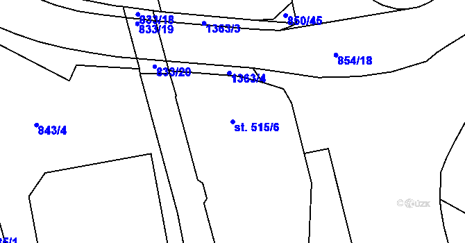 Parcela st. 515/6 v KÚ Jičín, Katastrální mapa