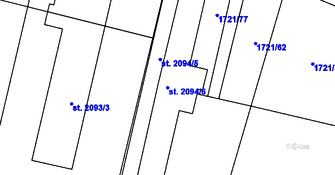 Parcela st. 2094/6 v KÚ Jičín, Katastrální mapa