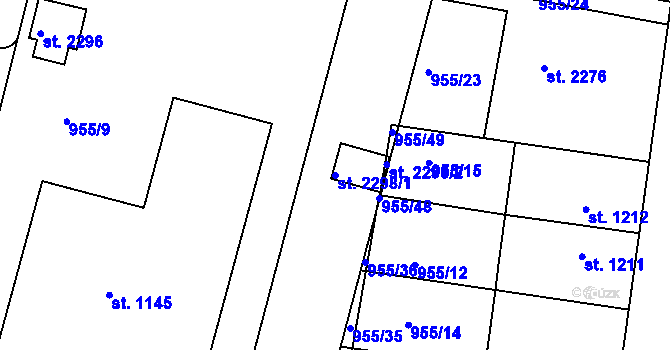 Parcela st. 2298/1 v KÚ Jičín, Katastrální mapa