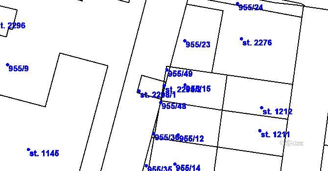 Parcela st. 2298/2 v KÚ Jičín, Katastrální mapa