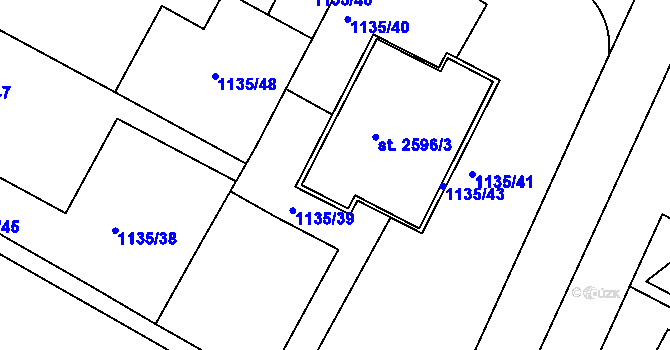 Parcela st. 2596/1 v KÚ Jičín, Katastrální mapa
