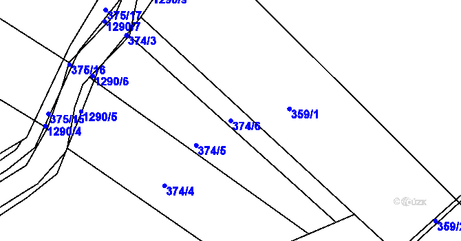 Parcela st. 374/6 v KÚ Jičín, Katastrální mapa