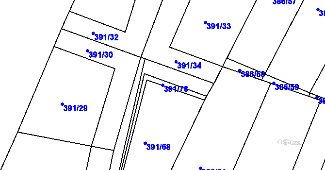Parcela st. 391/78 v KÚ Jičín, Katastrální mapa