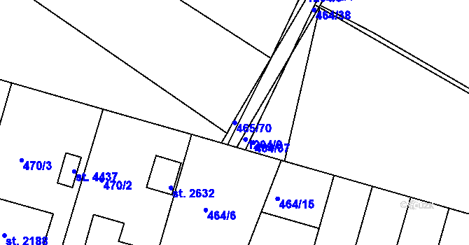 Parcela st. 465/70 v KÚ Jičín, Katastrální mapa