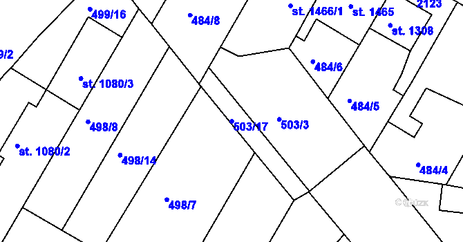 Parcela st. 503/17 v KÚ Jičín, Katastrální mapa