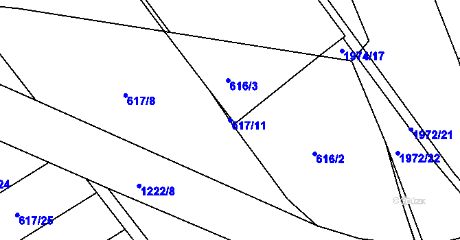 Parcela st. 617/11 v KÚ Jičín, Katastrální mapa