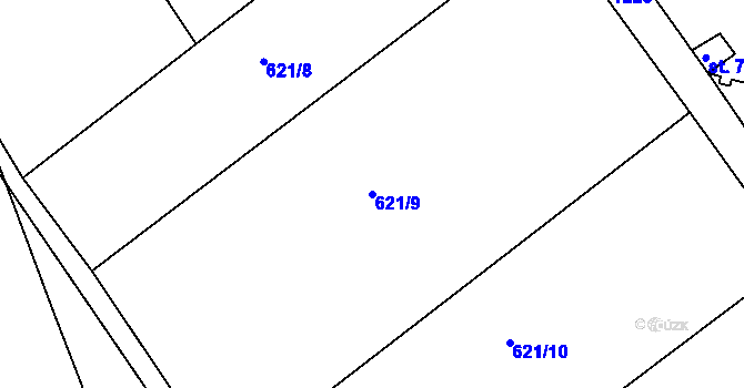 Parcela st. 621/9 v KÚ Jičín, Katastrální mapa