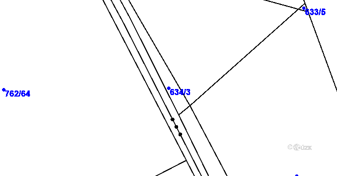 Parcela st. 634/3 v KÚ Jičín, Katastrální mapa