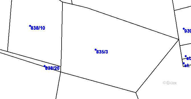 Parcela st. 835/3 v KÚ Jičín, Katastrální mapa