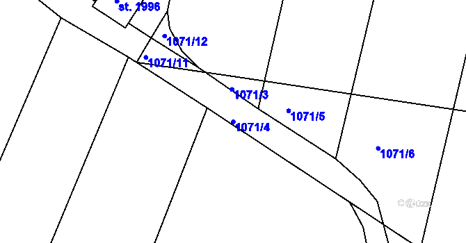 Parcela st. 1071/4 v KÚ Jičín, Katastrální mapa