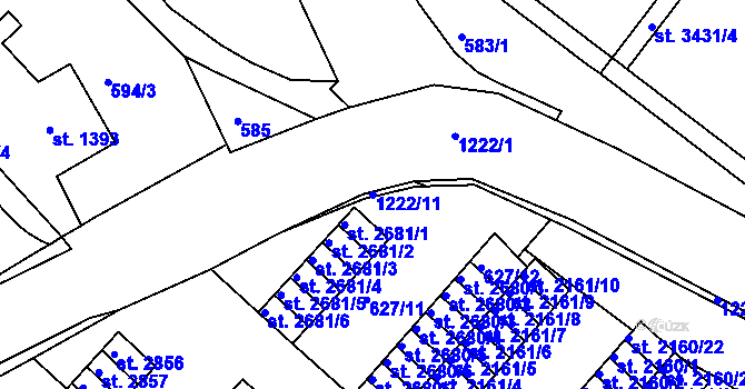 Parcela st. 1222/11 v KÚ Jičín, Katastrální mapa