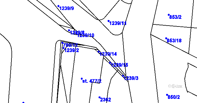 Parcela st. 1239/14 v KÚ Jičín, Katastrální mapa