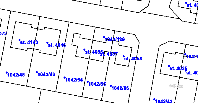 Parcela st. 4057 v KÚ Jičín, Katastrální mapa