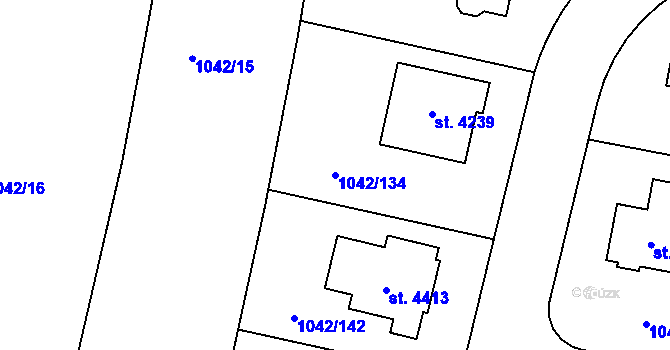 Parcela st. 1042/134 v KÚ Jičín, Katastrální mapa