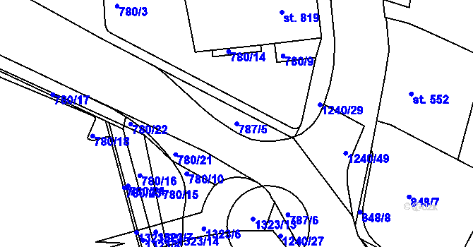 Parcela st. 787/5 v KÚ Jičín, Katastrální mapa