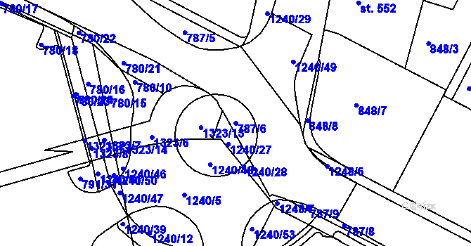 Parcela st. 787/6 v KÚ Jičín, Katastrální mapa