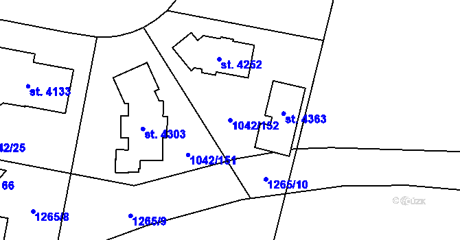 Parcela st. 1042/152 v KÚ Jičín, Katastrální mapa