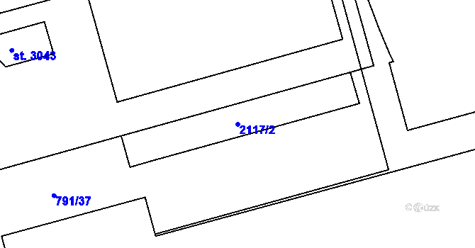 Parcela st. 2117/2 v KÚ Jičín, Katastrální mapa