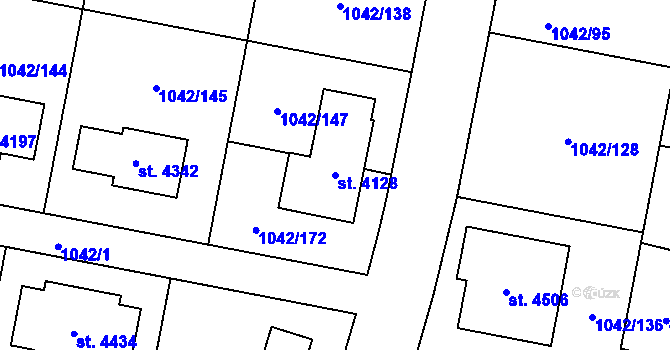 Parcela st. 4128 v KÚ Jičín, Katastrální mapa
