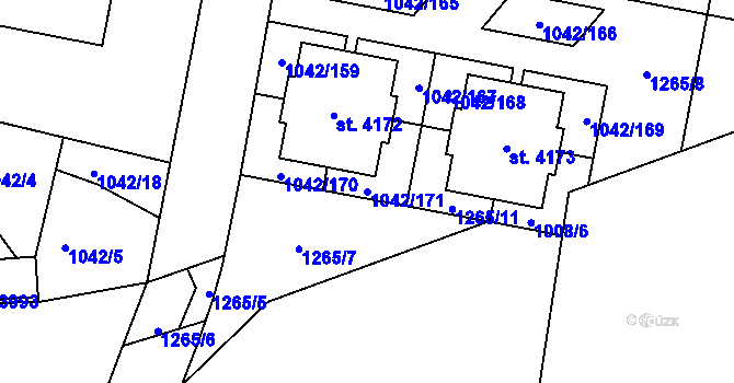 Parcela st. 1042/171 v KÚ Jičín, Katastrální mapa