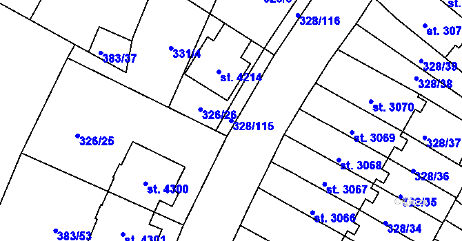 Parcela st. 328/115 v KÚ Jičín, Katastrální mapa