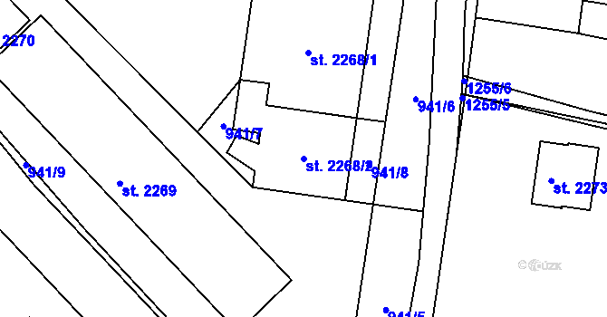 Parcela st. 2268/2 v KÚ Jičín, Katastrální mapa