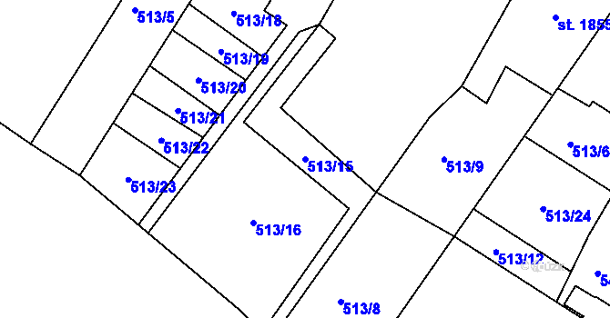 Parcela st. 513/15 v KÚ Jičín, Katastrální mapa