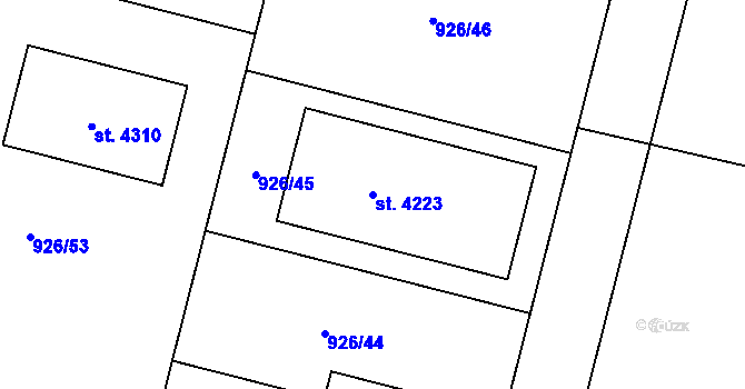Parcela st. 4223 v KÚ Jičín, Katastrální mapa