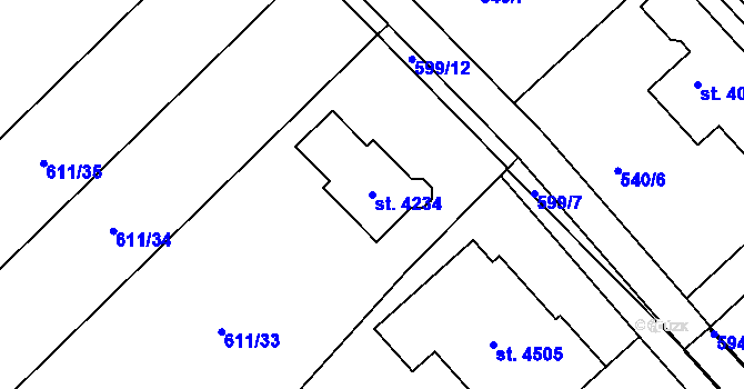 Parcela st. 4234 v KÚ Jičín, Katastrální mapa