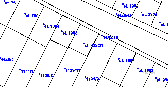 Parcela st. 4322/1 v KÚ Jičín, Katastrální mapa