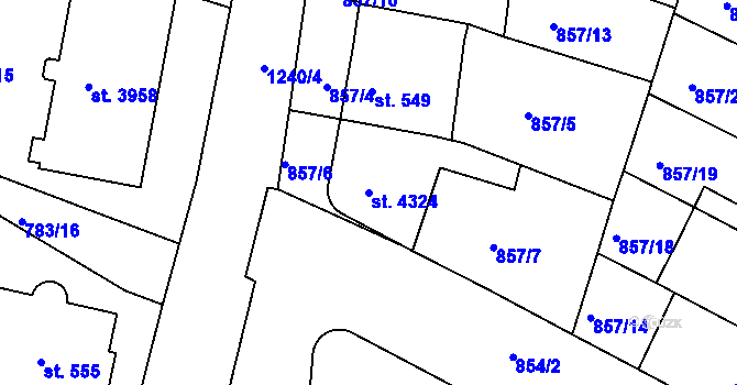 Parcela st. 4324 v KÚ Jičín, Katastrální mapa