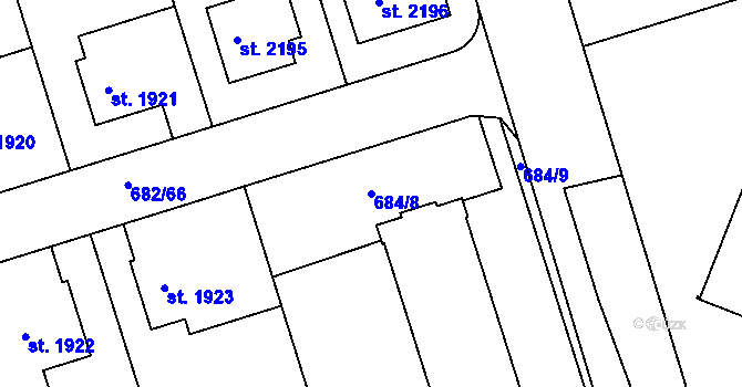 Parcela st. 684/8 v KÚ Jičín, Katastrální mapa
