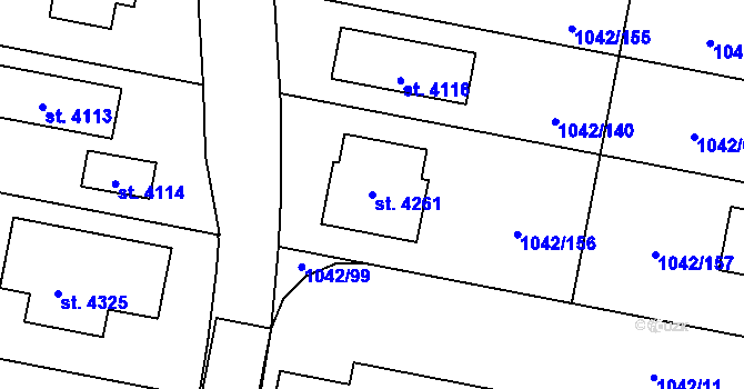 Parcela st. 4261 v KÚ Jičín, Katastrální mapa