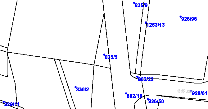 Parcela st. 835/5 v KÚ Jičín, Katastrální mapa