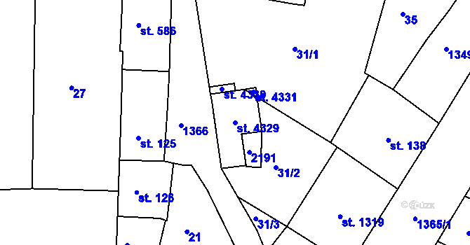 Parcela st. 4329 v KÚ Jičín, Katastrální mapa