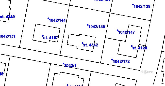 Parcela st. 4342 v KÚ Jičín, Katastrální mapa